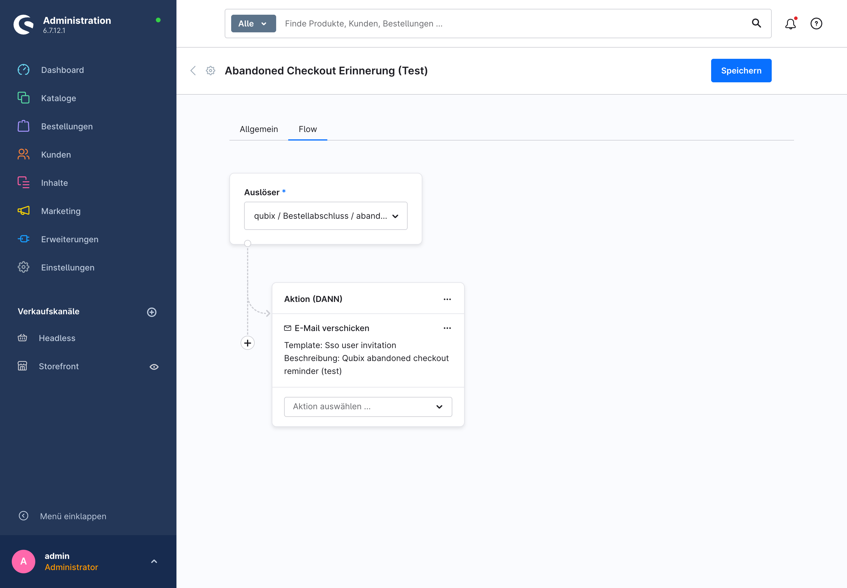 Flow Builder mit dem Trigger „Checkout abgebrochen"
