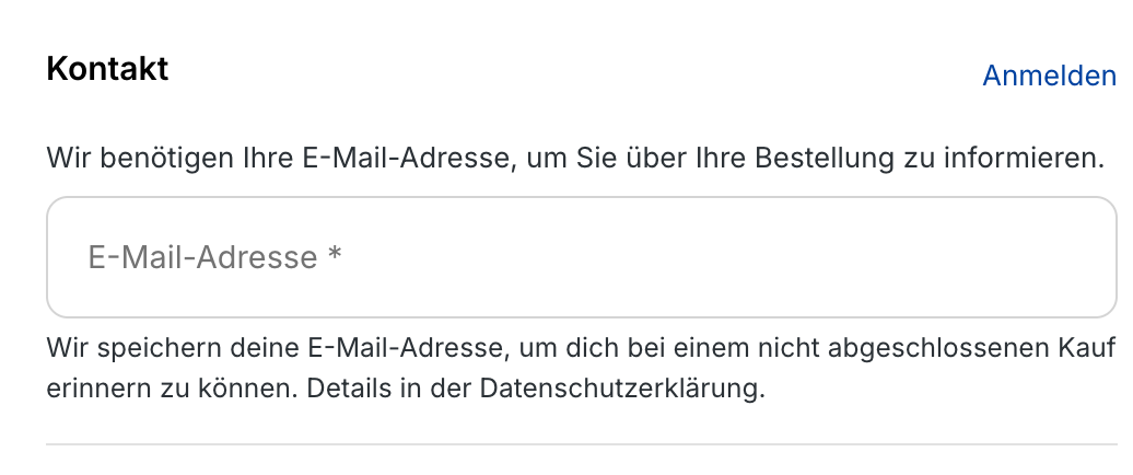 E-Mail-Erfassung mit Datenschutzhinweis