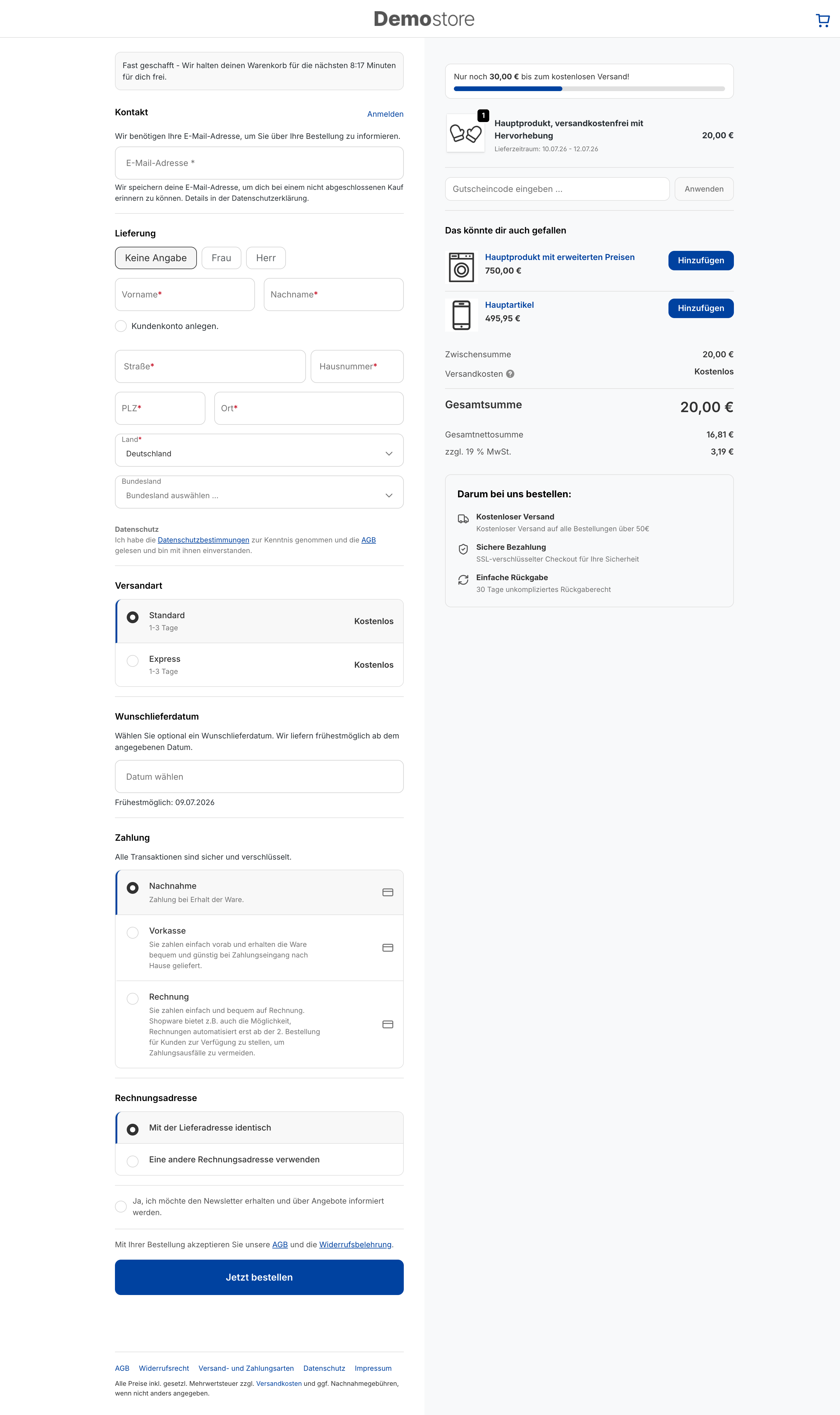 One-Page-Checkout (Desktop)